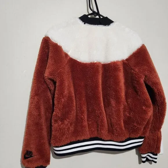 Nike Sportswear Women Fleece Bomber Jacket Size Medium super Soft Warm  B5 - Picture 4 of 15